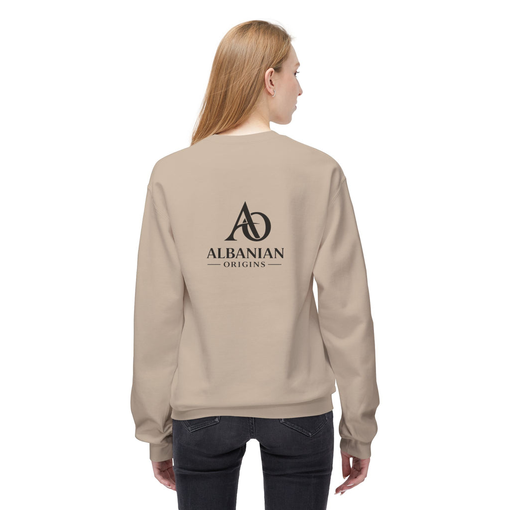 Unisex Midweight Softstyle Fleece Crewneck Sweatshirt - Tribal Eagle Design - Albanian Origins Logo