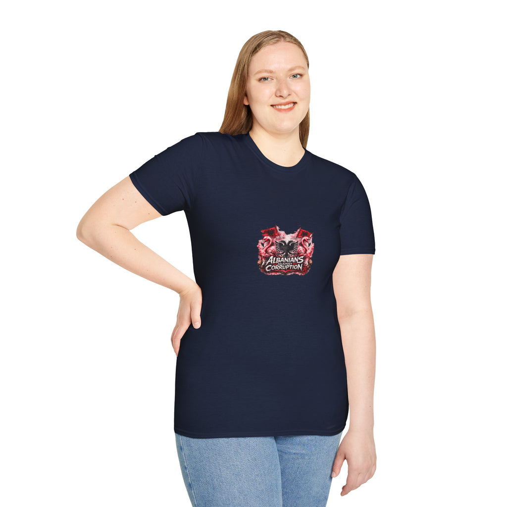 Unisex Softstyle T-Shirt - Albanians Against Corruption - Albanian Origins