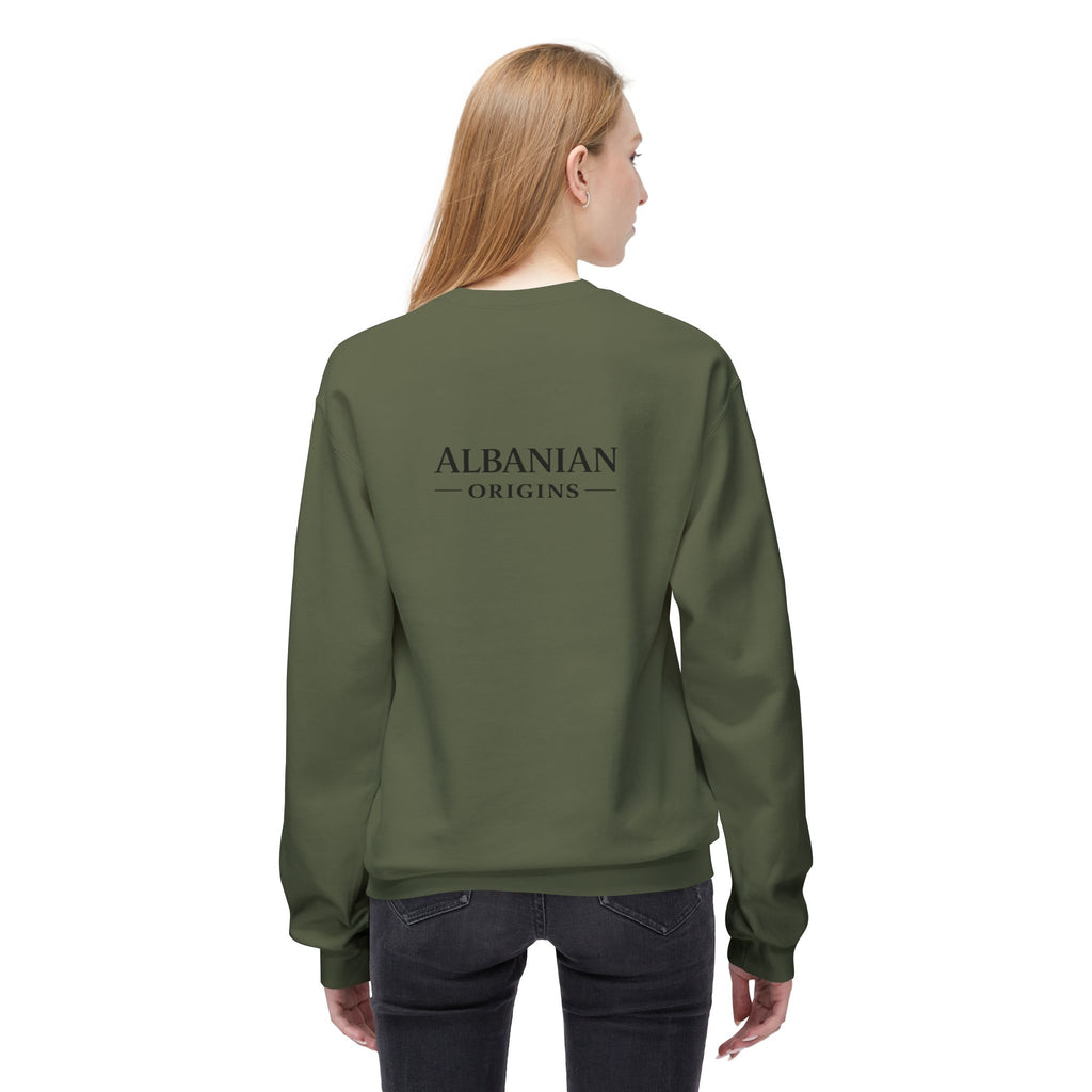 Unisex Midweight Softstyle Fleece Crewneck Sweatshirt - Tribal Eagle Design - Albanian Origins