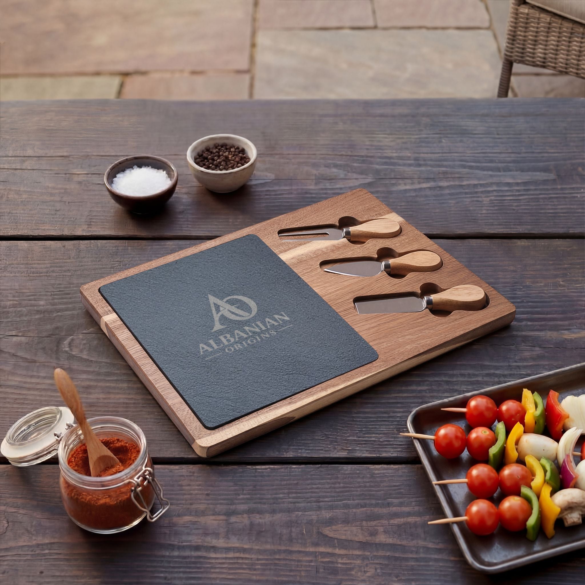 Charcuterie Board (Engraving) - Albanian Origins Logo