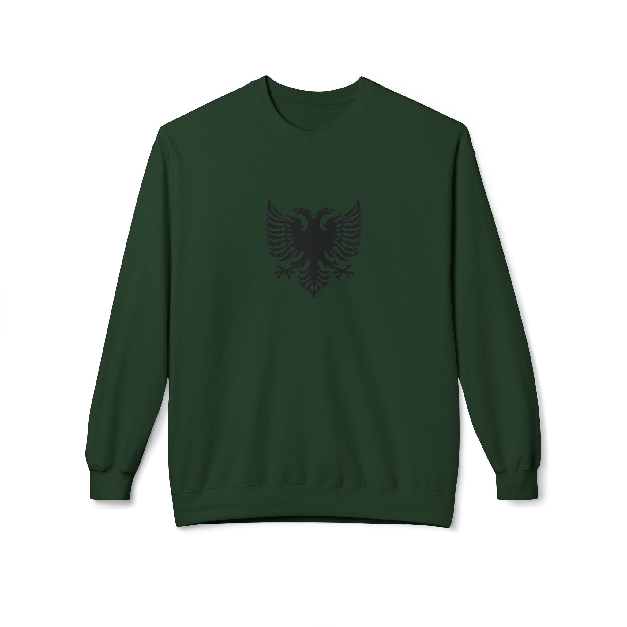 Unisex Midweight Softstyle Fleece Crewneck Sweatshirt - Tribal Eagle Design - Albanian Origins Logo