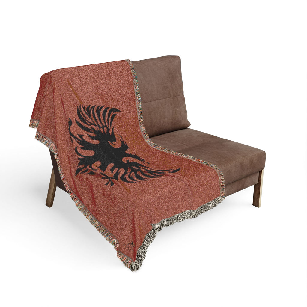 Woven Blanket - Tribal Eagle Design - Albanian Origins Logo