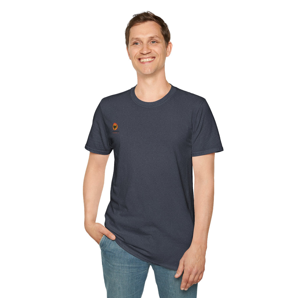Unisex Softstyle T-Shirt - Small Albanian Origins Sun Logo