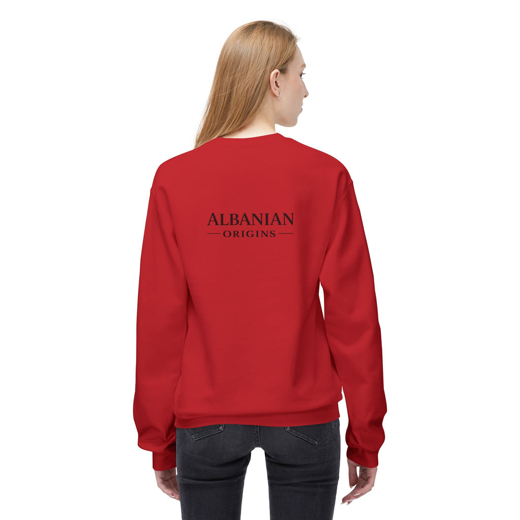 Unisex Midweight Softstyle Fleece Crewneck Sweatshirt - Tribal Eagle Design - Albanian Origins
