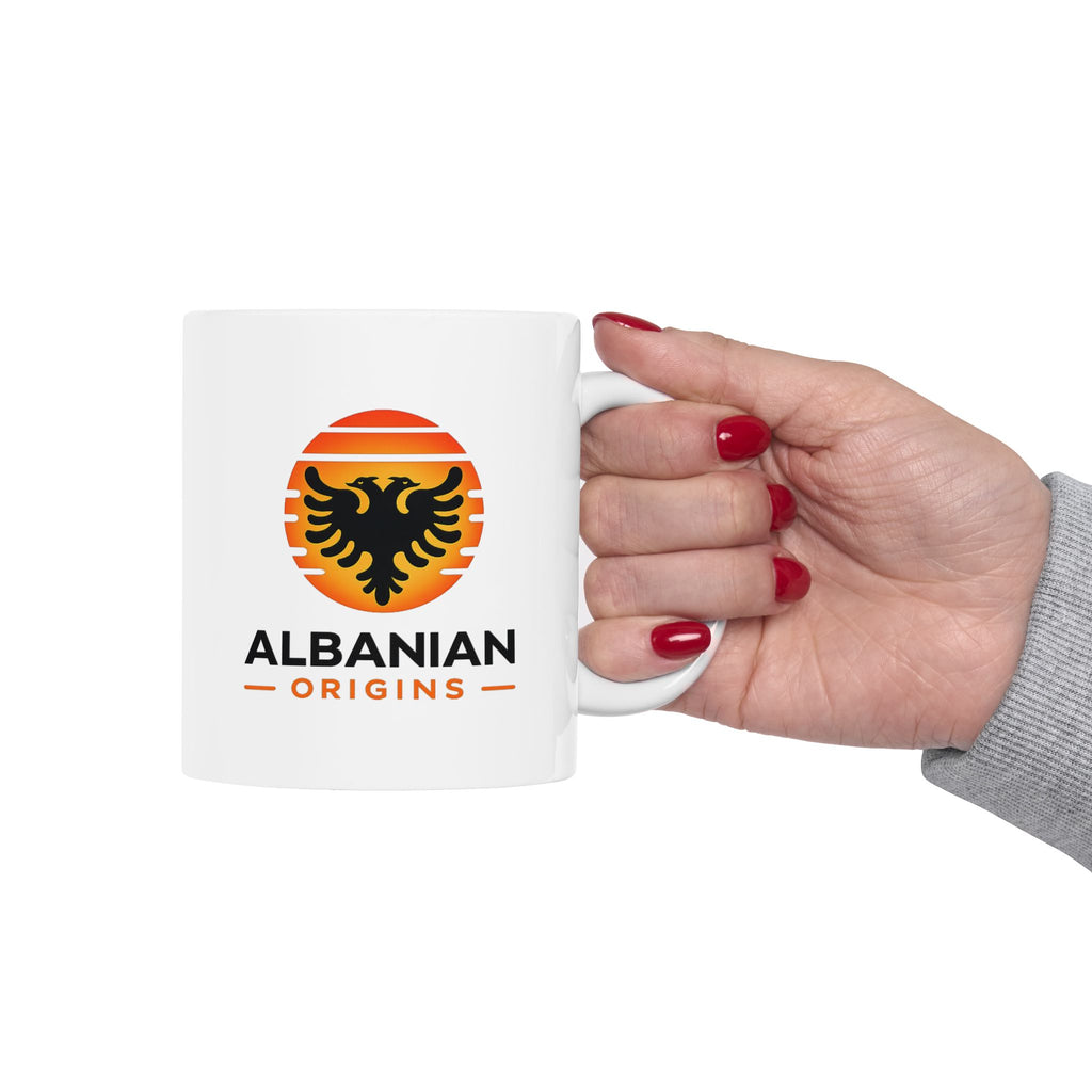 Ceramic Mug, (11oz, 15oz) - Albanian Origins Sun Logo