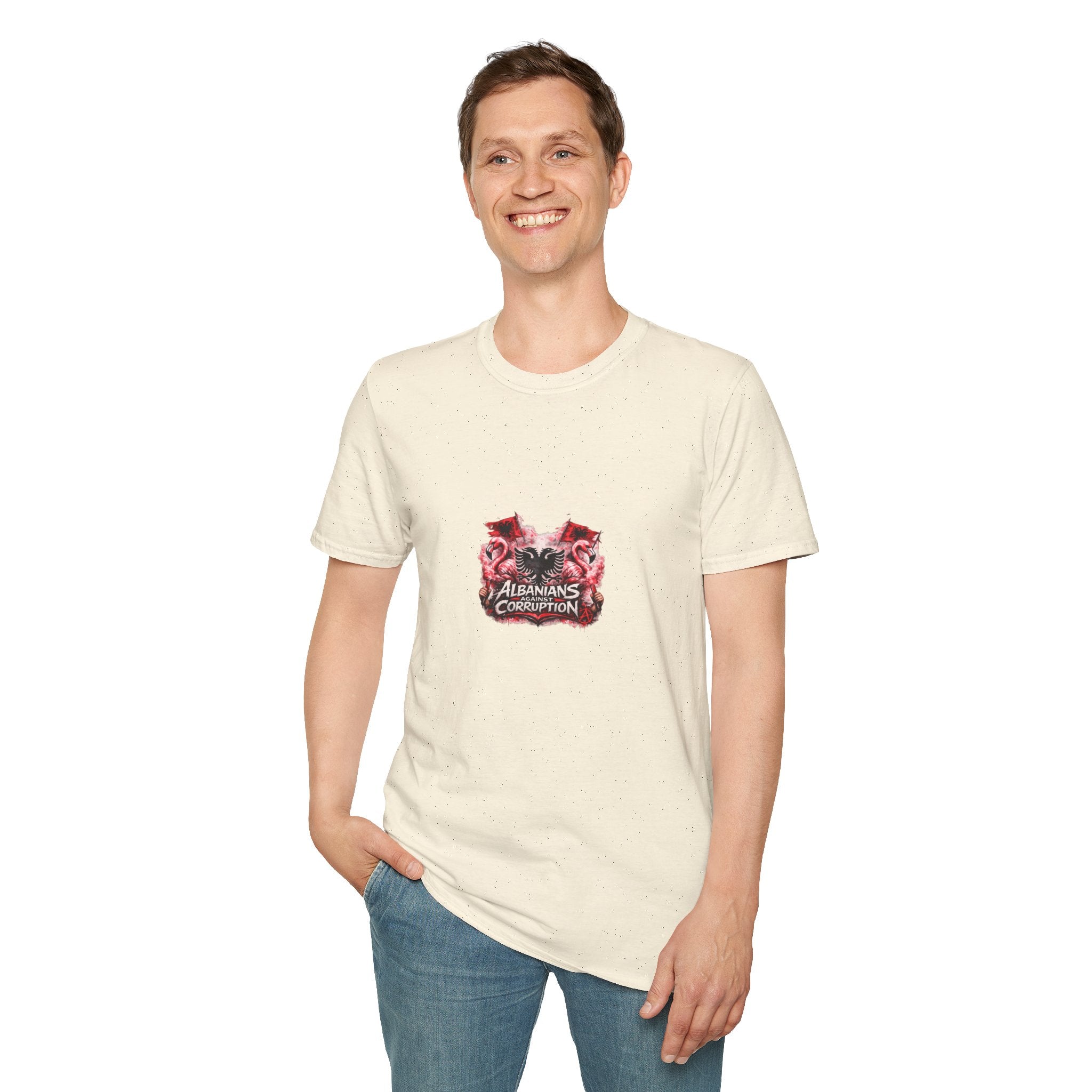 Unisex Softstyle T-Shirt - Albanians Against Corruption - Albanian Origins