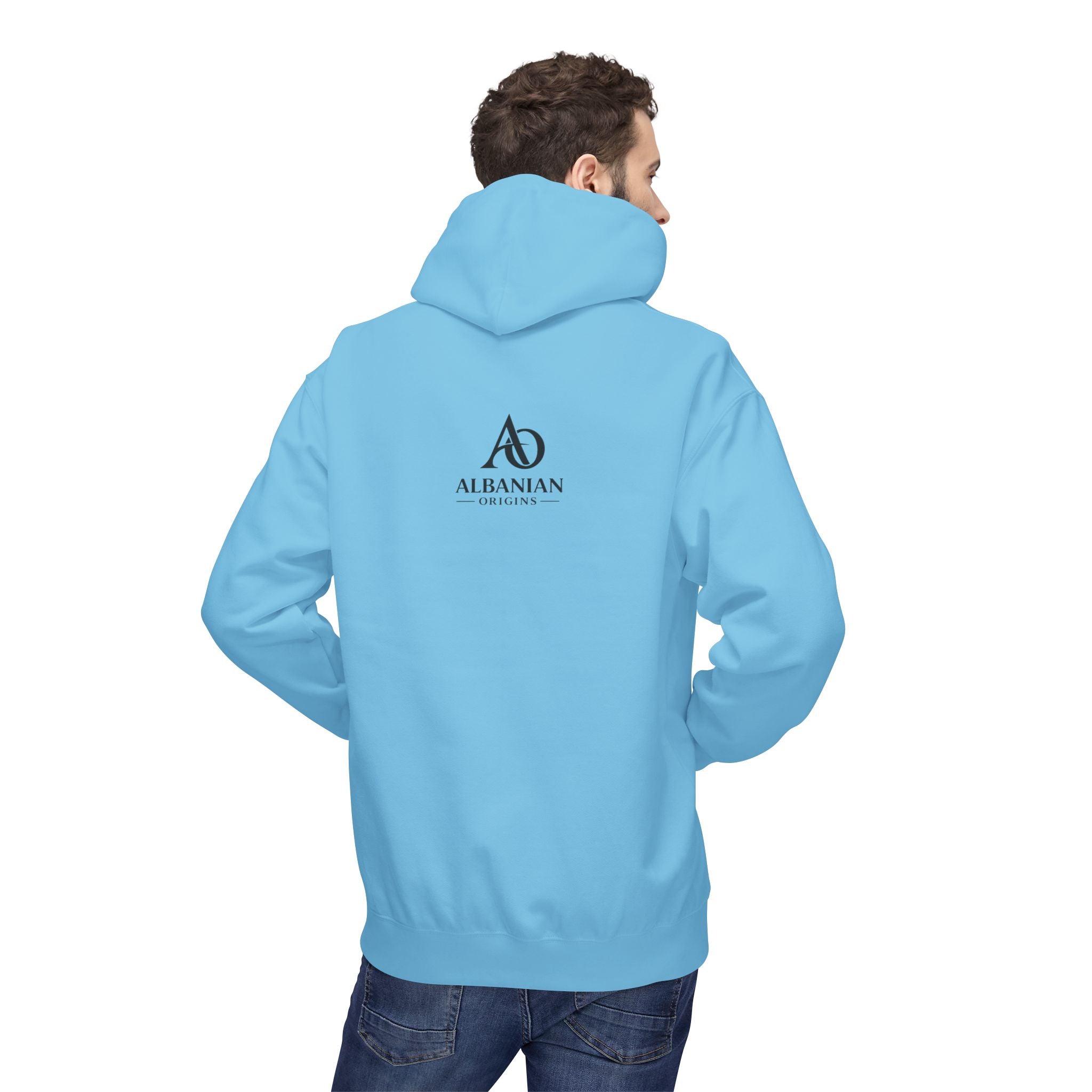 Unisex Midweight Softstyle Fleece Hoodie - Tribal Eagle Design - Albanian Origins