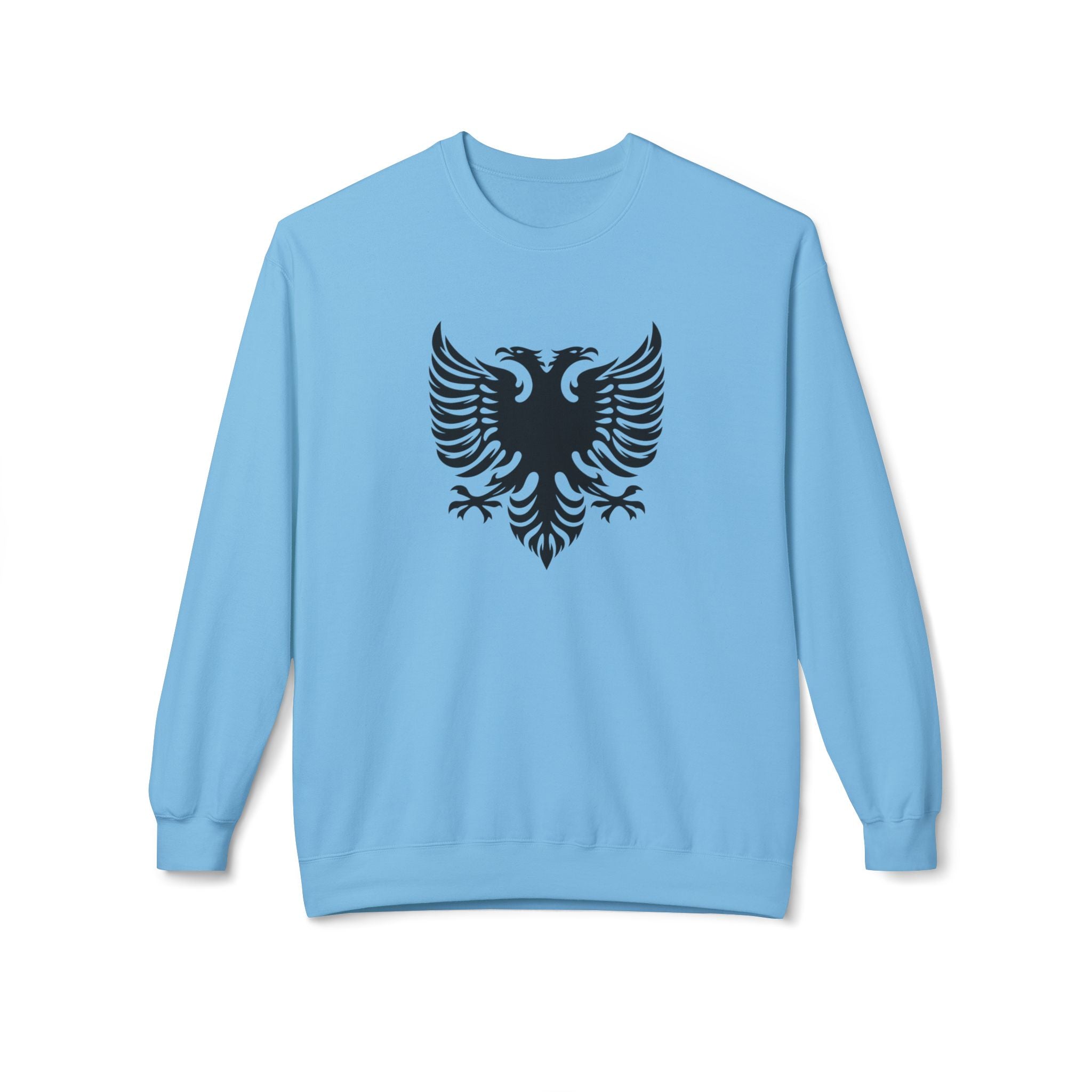 Unisex Midweight Softstyle Fleece Crewneck Sweatshirt - Tribal Eagle Design - Albanian Origins