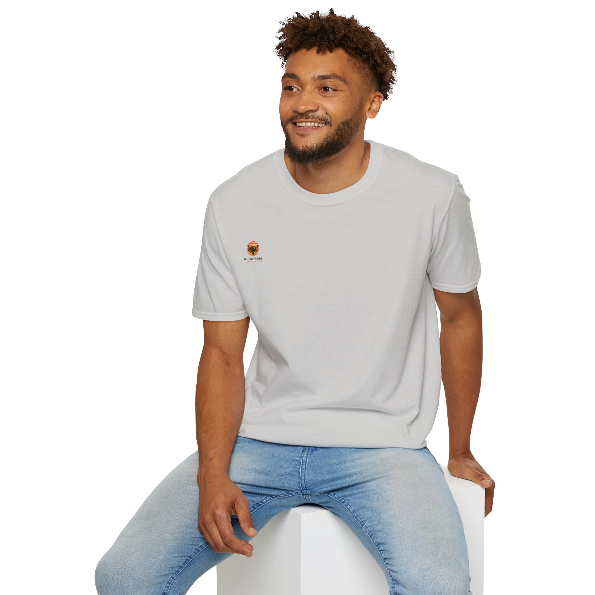 Unisex Softstyle T-Shirt - Small Albanian Origins Sun Logo