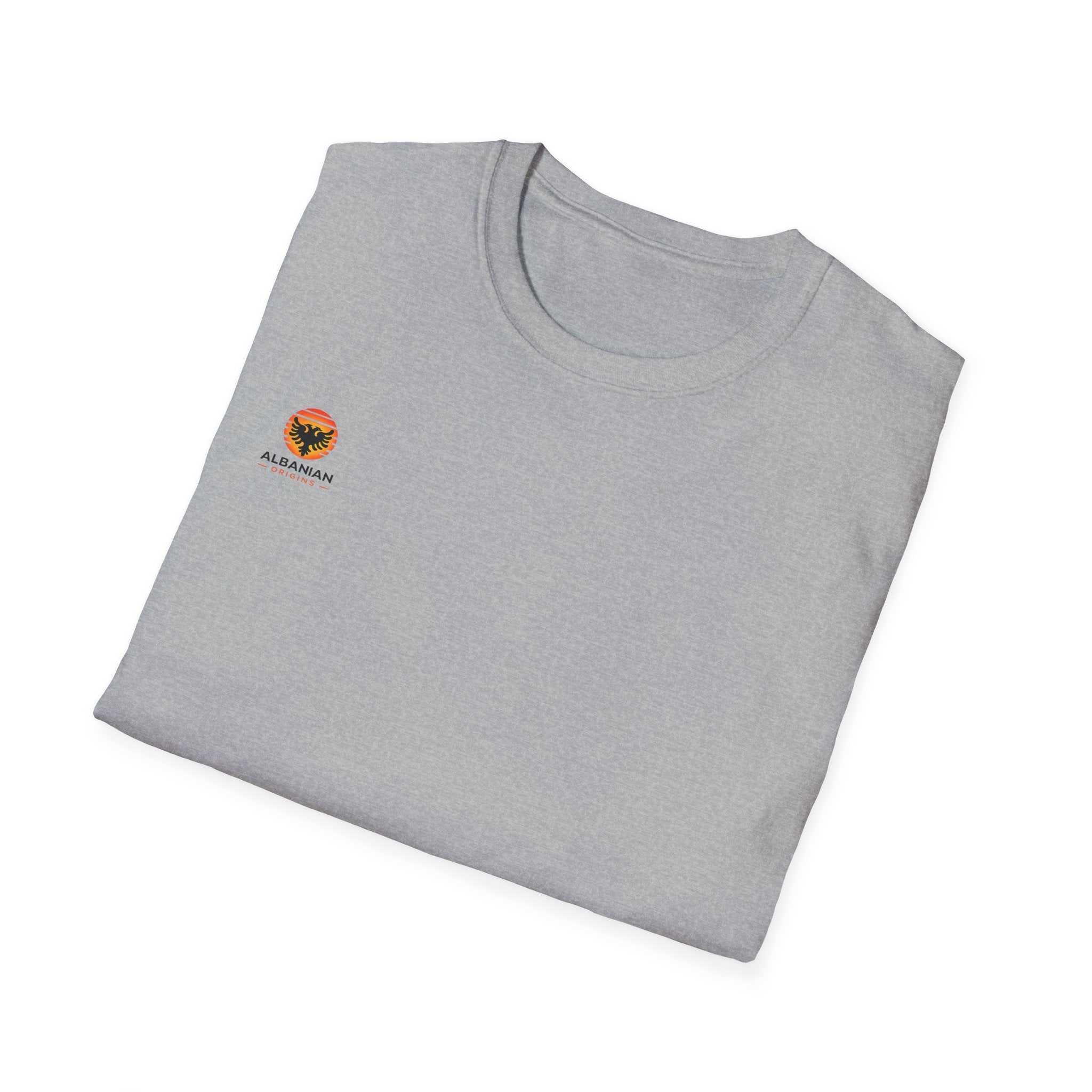 Unisex Softstyle T-Shirt - Small Albanian Origins Sun Logo