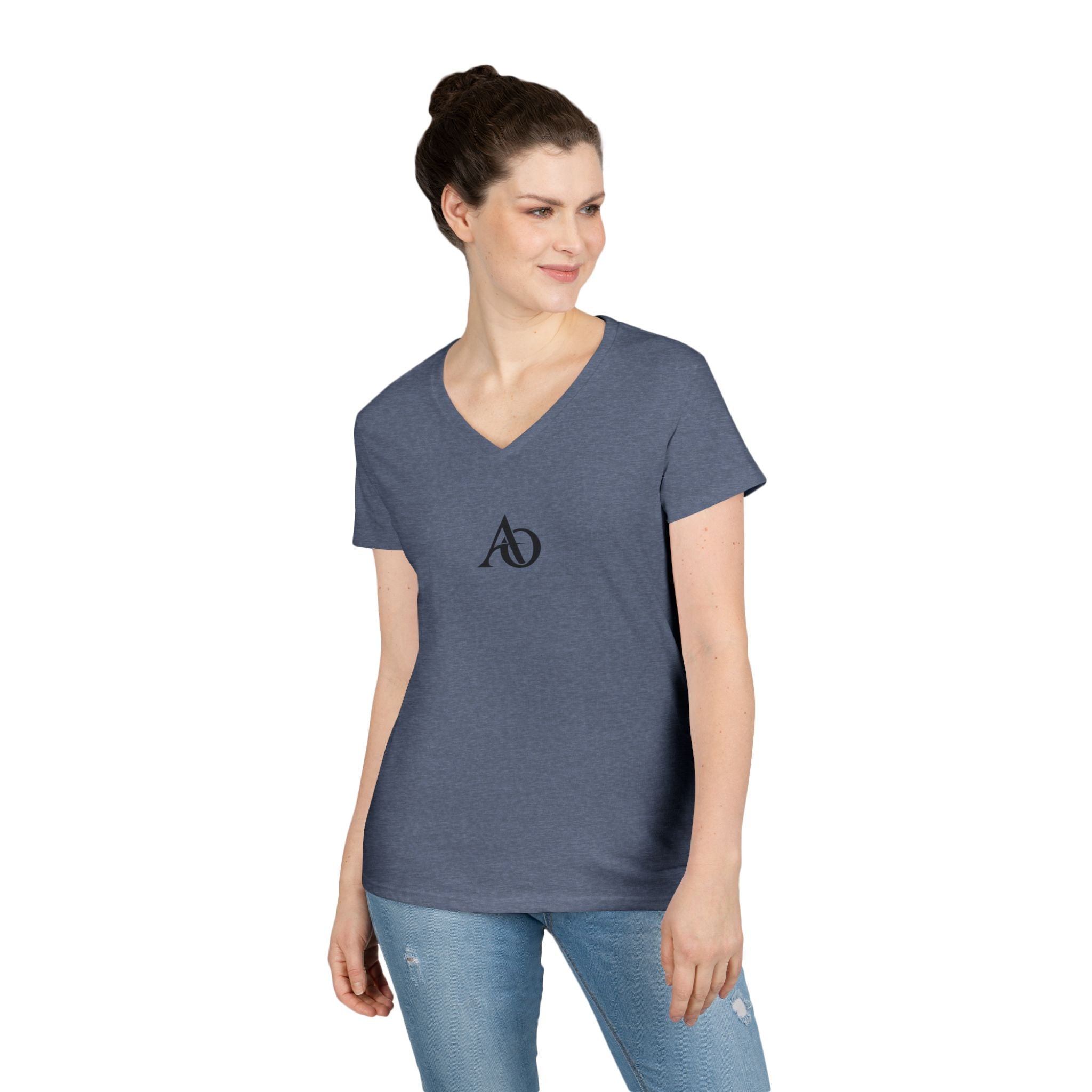 Ladies' V-Neck T-Shirt - AO Logo - Albanian Origins