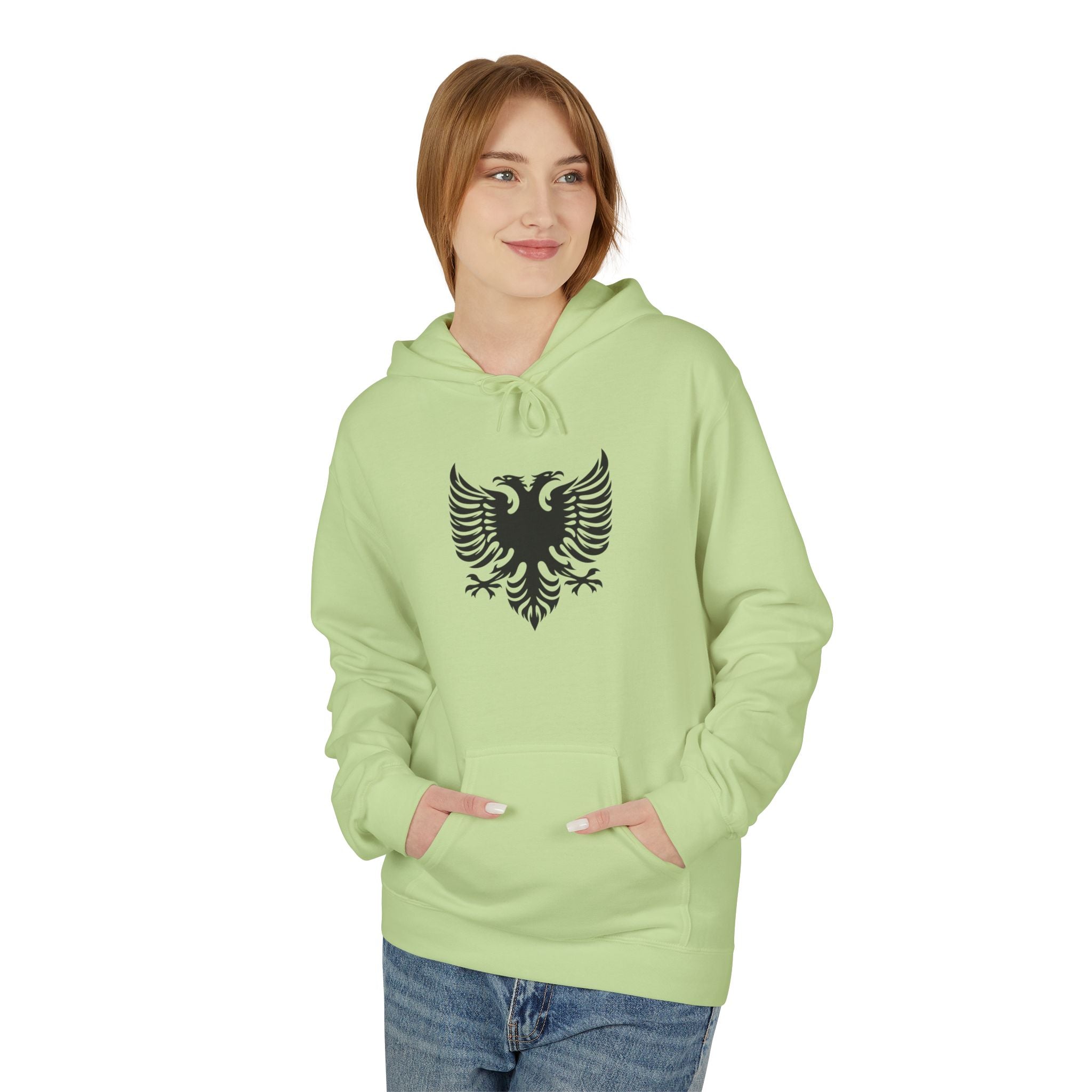 Unisex Midweight Softstyle Fleece Hoodie - Tribal Eagle Design - Albanian Origins
