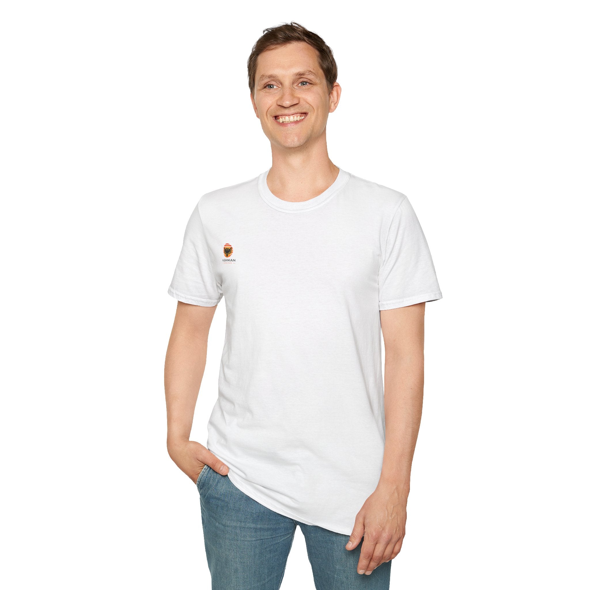 Unisex Softstyle T-Shirt - Small Albanian Origins Sun Logo