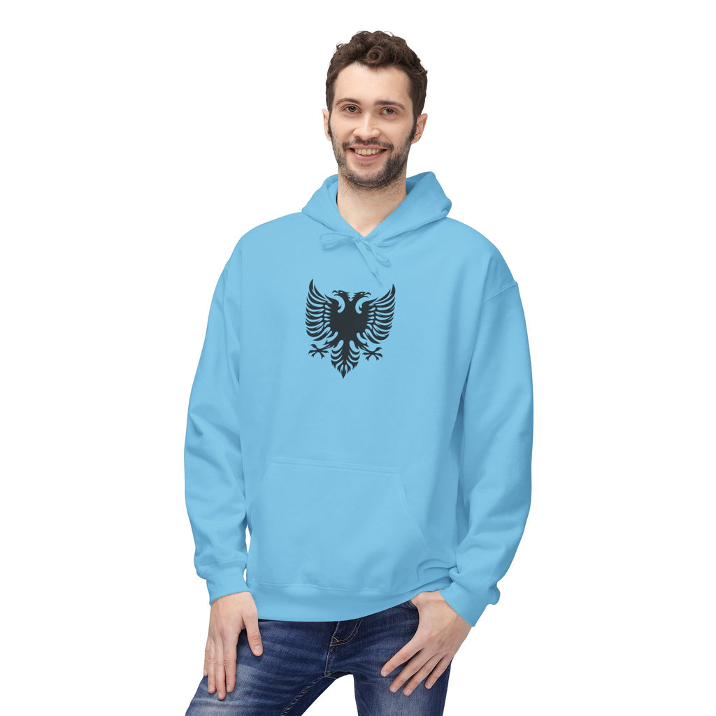 Unisex Midweight Softstyle Fleece Hoodie - Tribal Eagle Design - Albanian Origins
