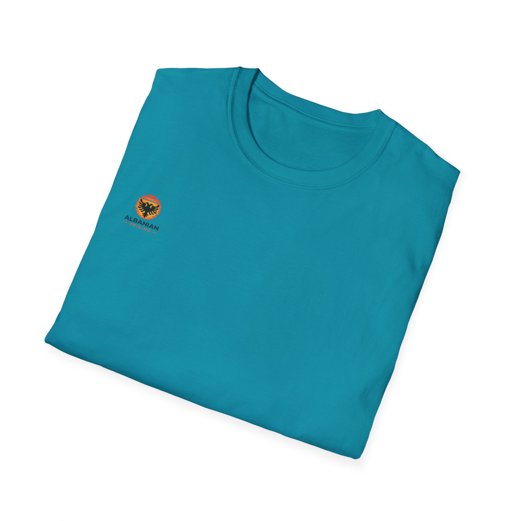 Unisex Softstyle T-Shirt - Small Albanian Origins Sun Logo
