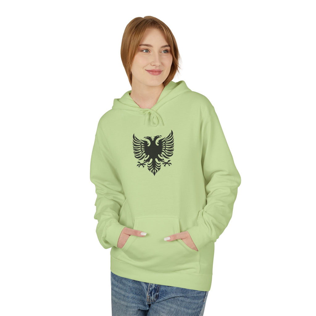 Unisex Midweight Softstyle Fleece Hoodie - Tribal Eagle Design - Albanian Origins