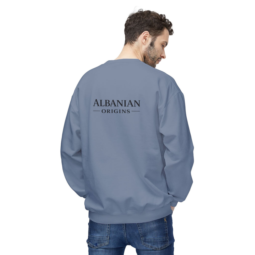 Unisex Midweight Softstyle Fleece Crewneck Sweatshirt - Tribal Eagle Design - Albanian Origins