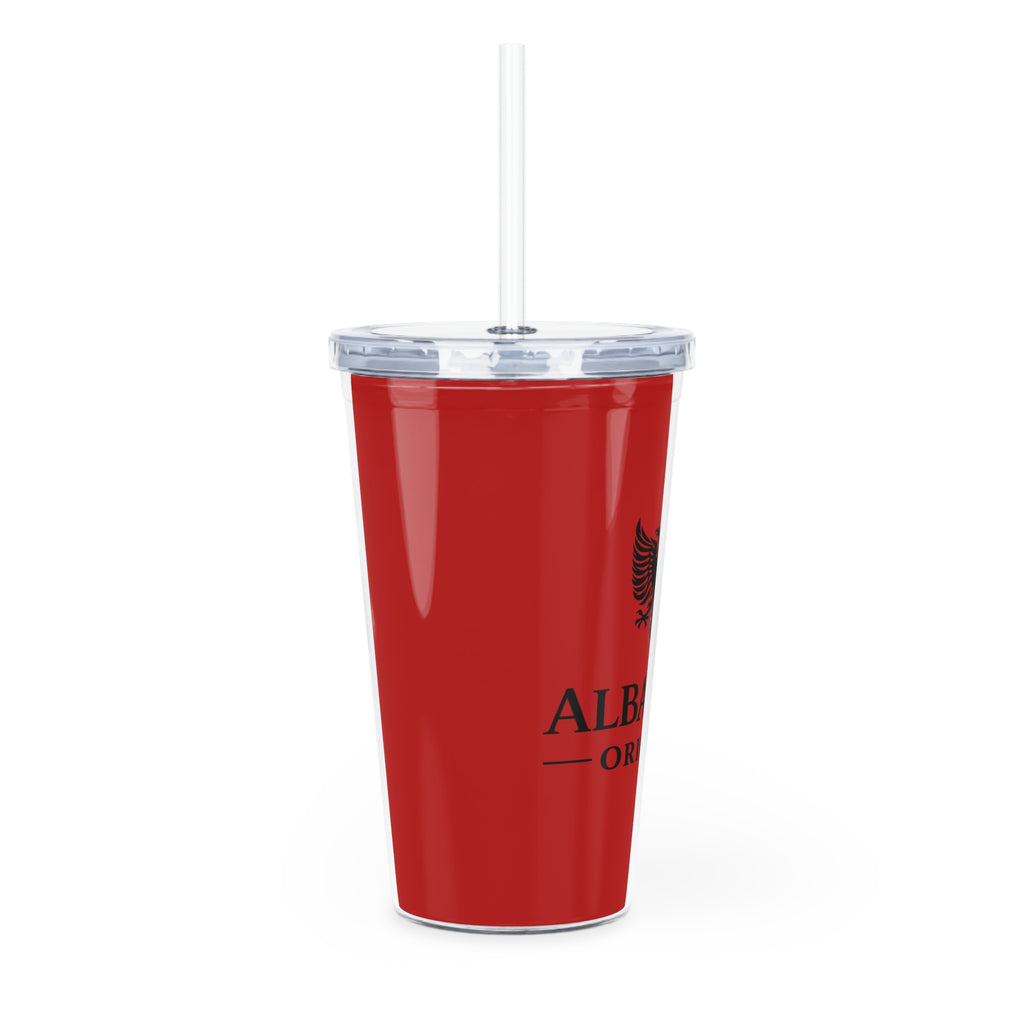 Plastic Tumbler with Straw - Albanian Origins Eagle Design