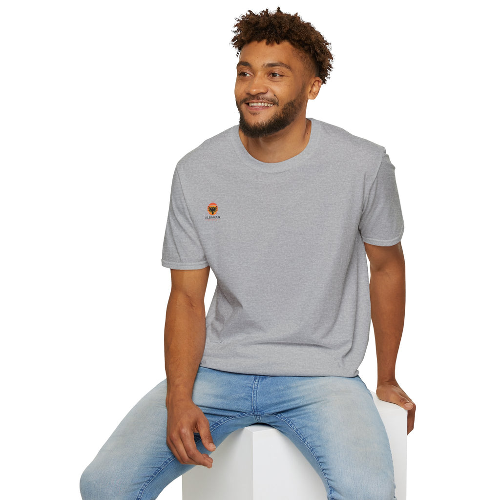 Unisex Softstyle T-Shirt - Small Albanian Origins Sun Logo