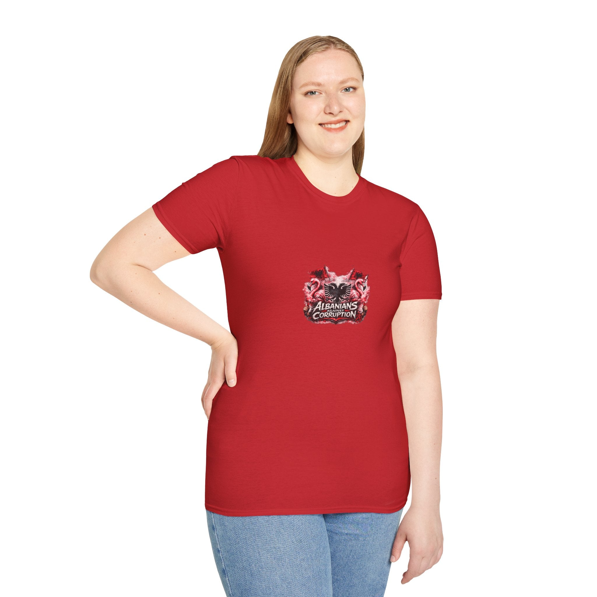 Unisex Softstyle T-Shirt - Albanians Against Corruption - Albanian Origins