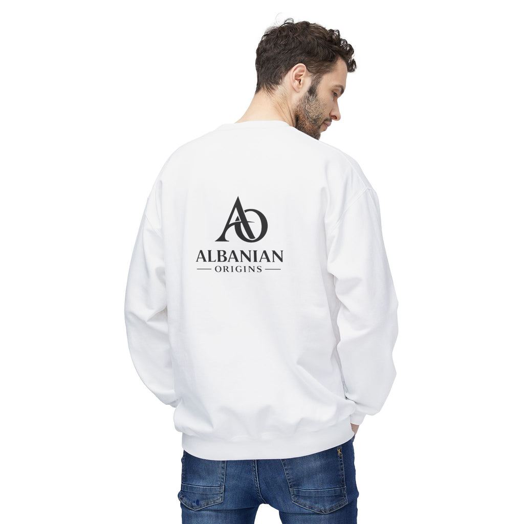Unisex Midweight Softstyle Fleece Crewneck Sweatshirt - Tribal Eagle Design - Albanian Origins Logo