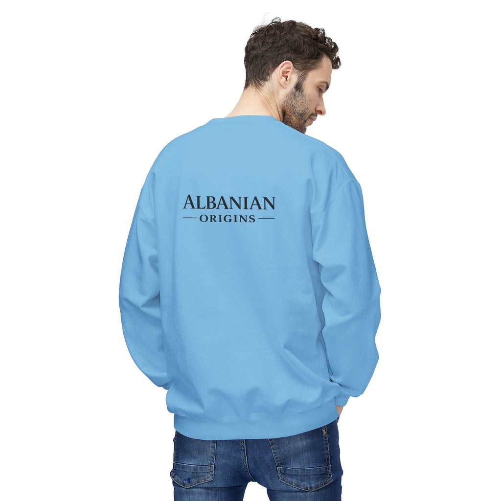 Unisex Midweight Softstyle Fleece Crewneck Sweatshirt - Tribal Eagle Design - Albanian Origins