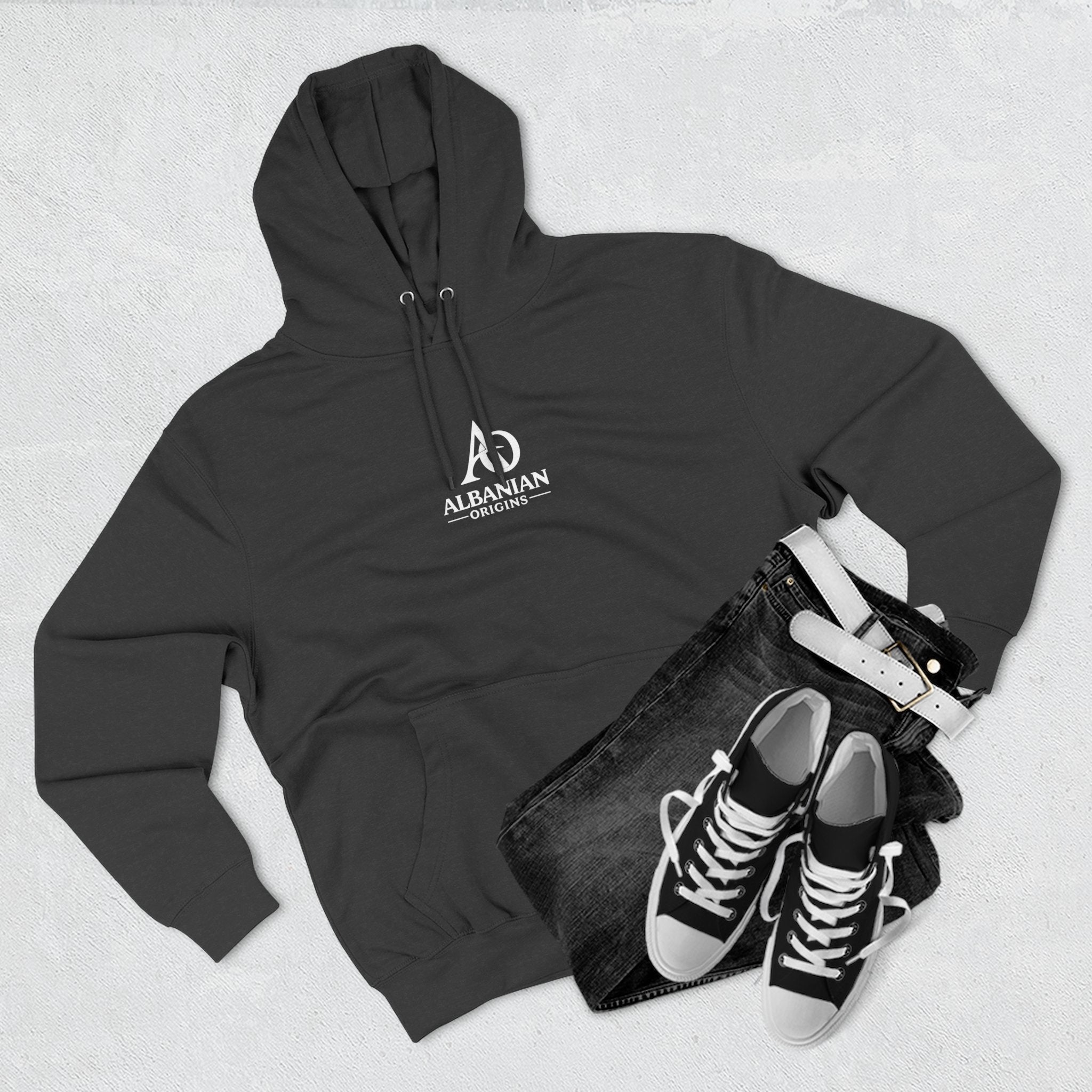 Three-Panel Fleece Hoodie - Albanian Origins Logo