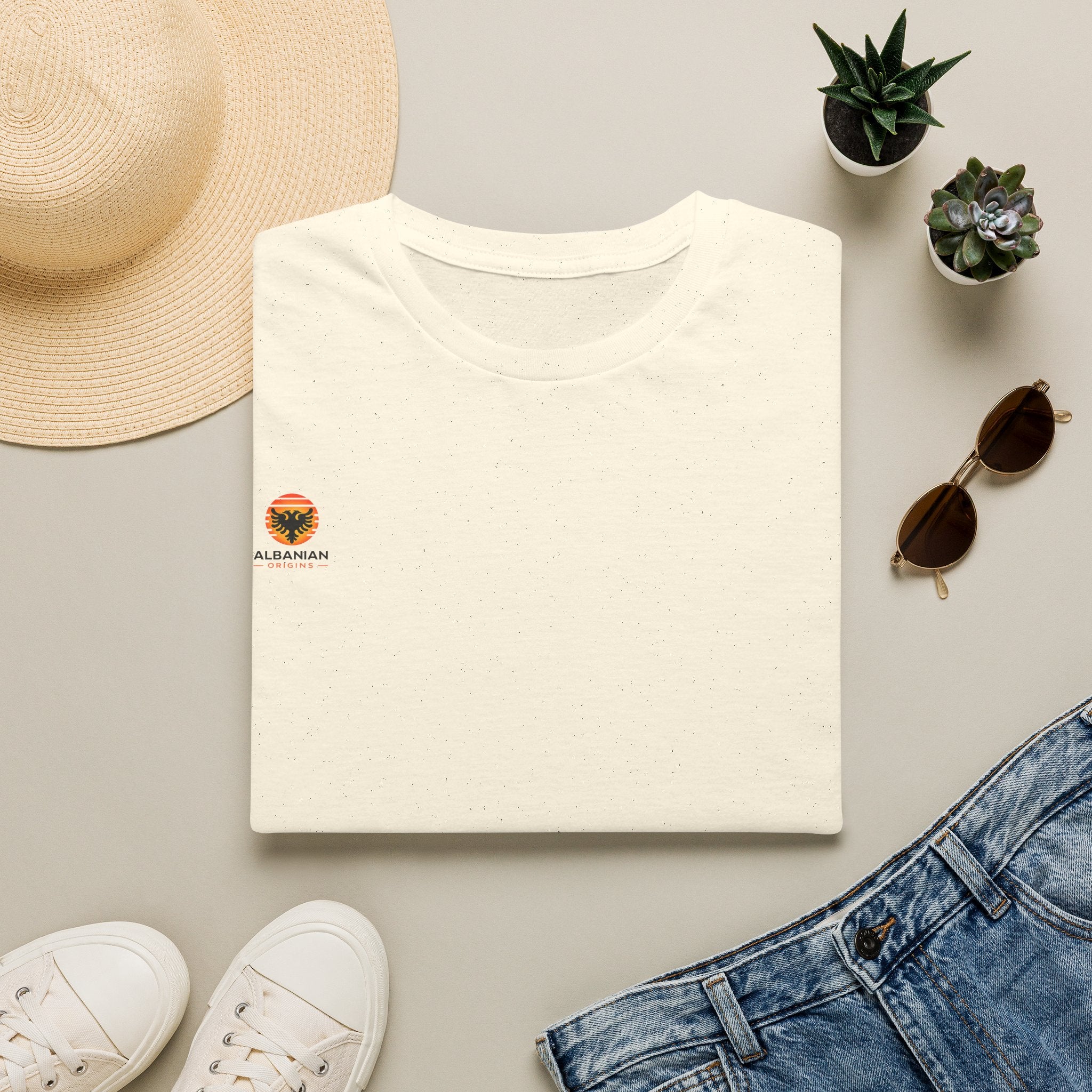 Unisex Softstyle T-Shirt - Small Albanian Origins Sun Logo