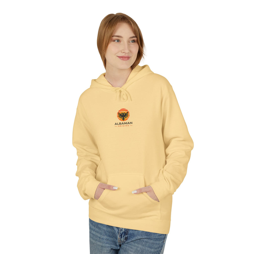 Unisex Midweight Softstyle Fleece Hoodie - Albanian Origins Sun Logo