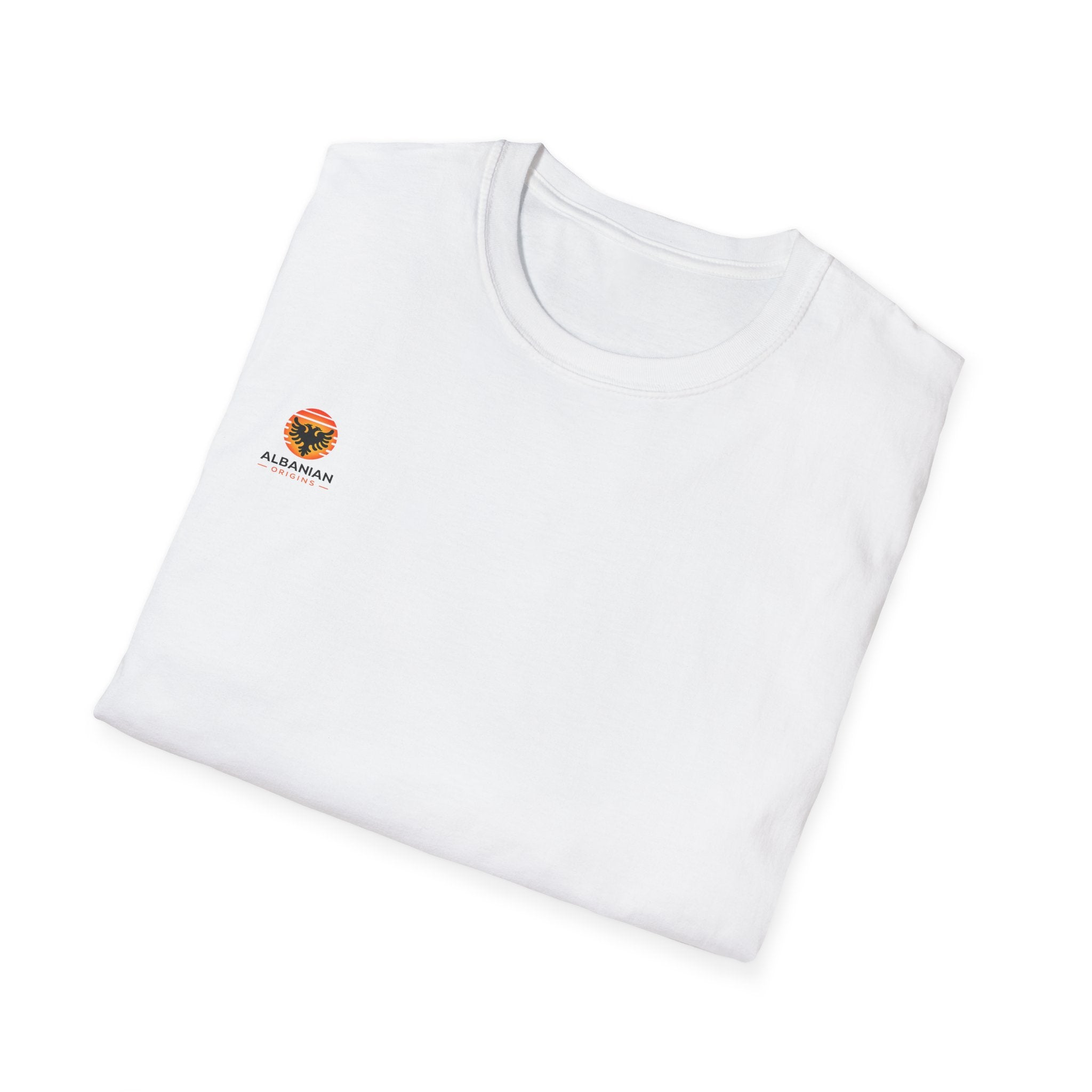 Unisex Softstyle T-Shirt - Small Albanian Origins Sun Logo