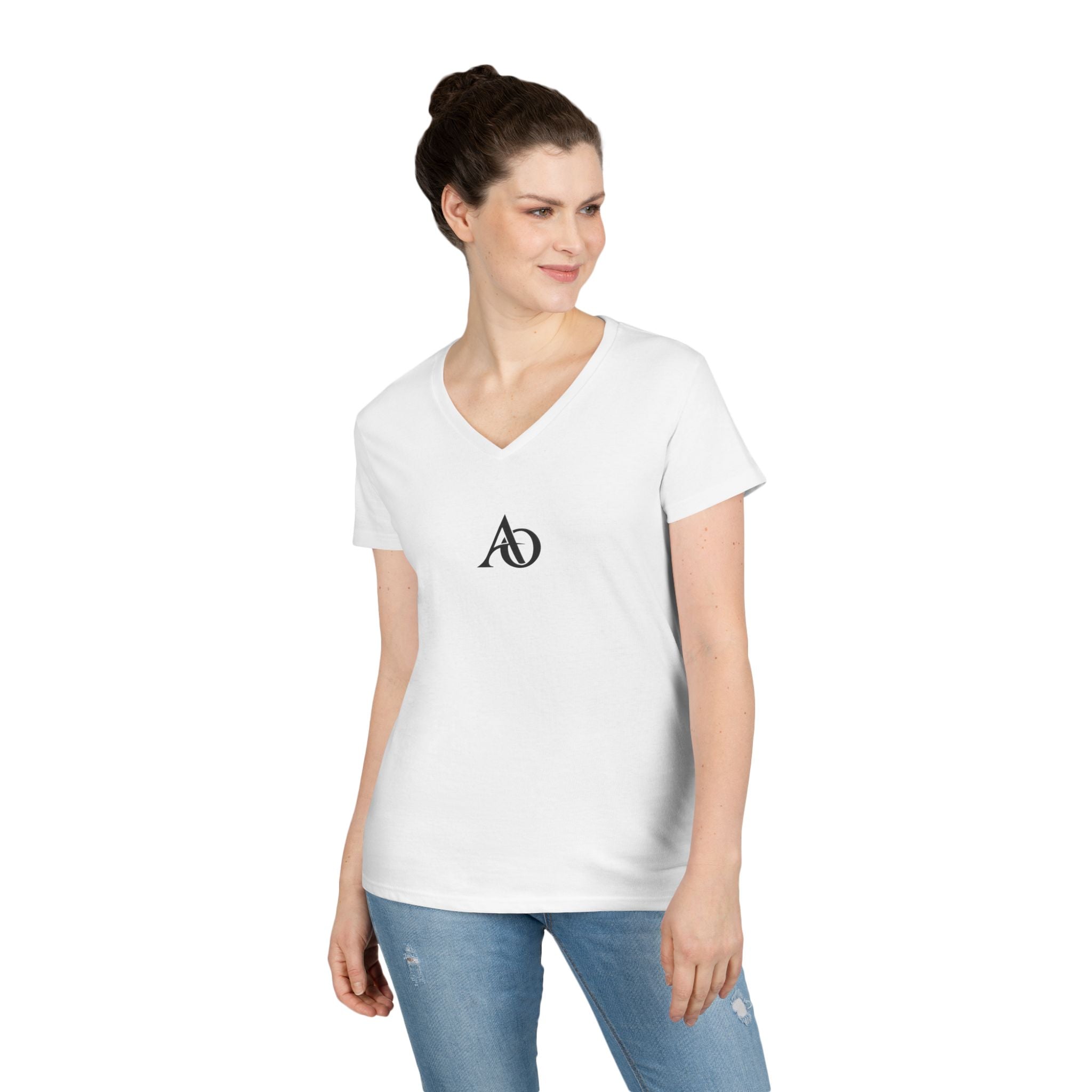 Ladies' V-Neck T-Shirt - AO Logo - Albanian Origins