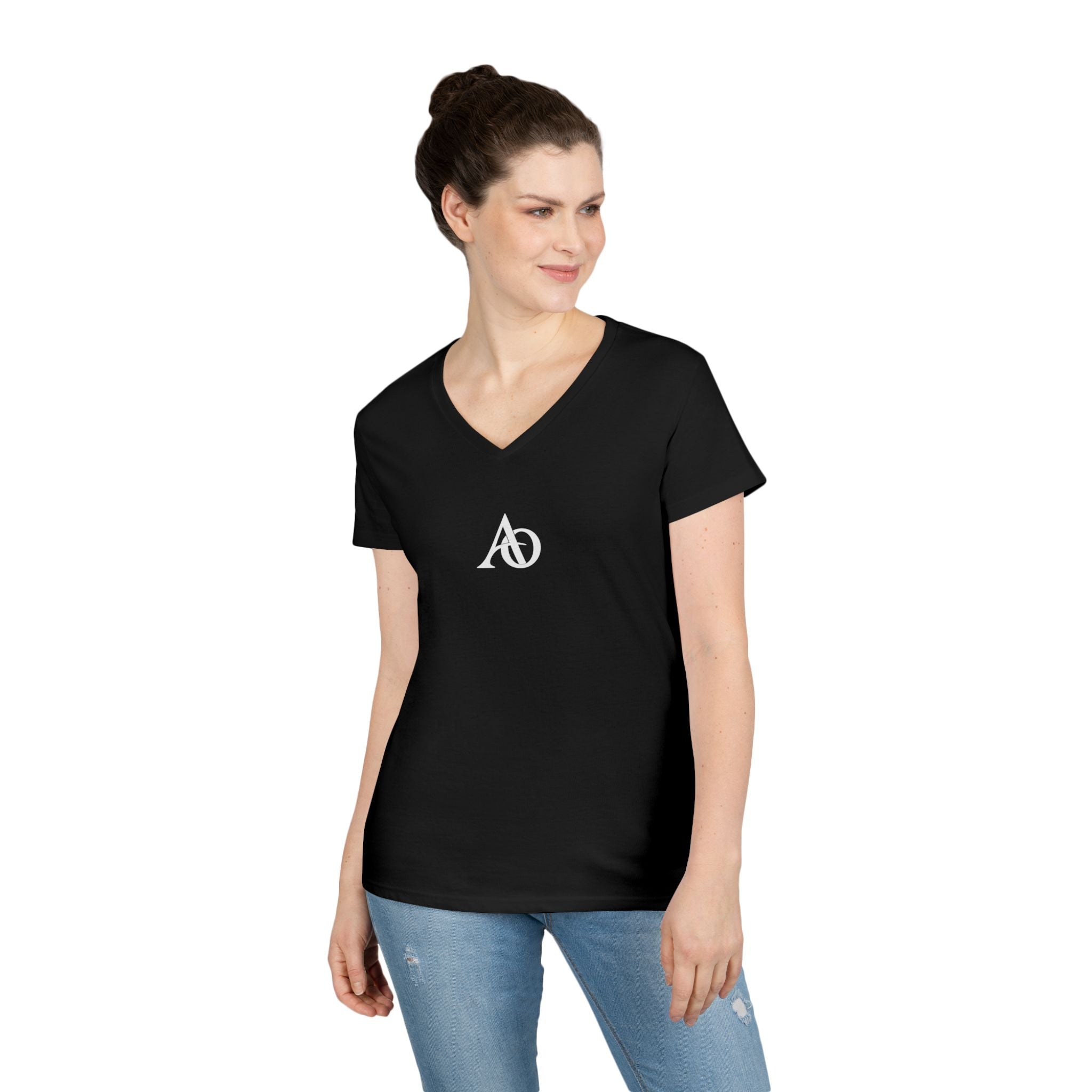 Ladies' V-Neck T-Shirt - AO Logo - Albanian Origins