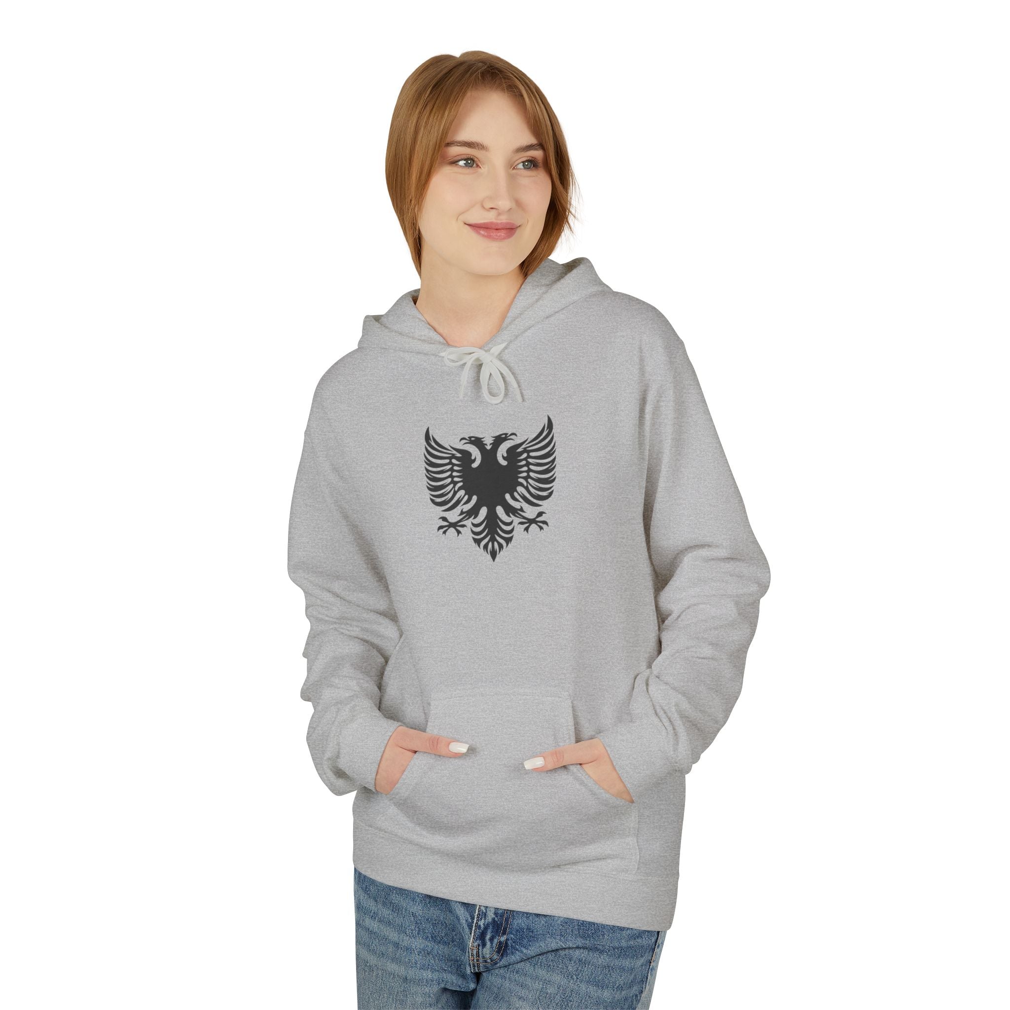 Unisex Midweight Softstyle Fleece Hoodie - Tribal Eagle Design - Albanian Origins