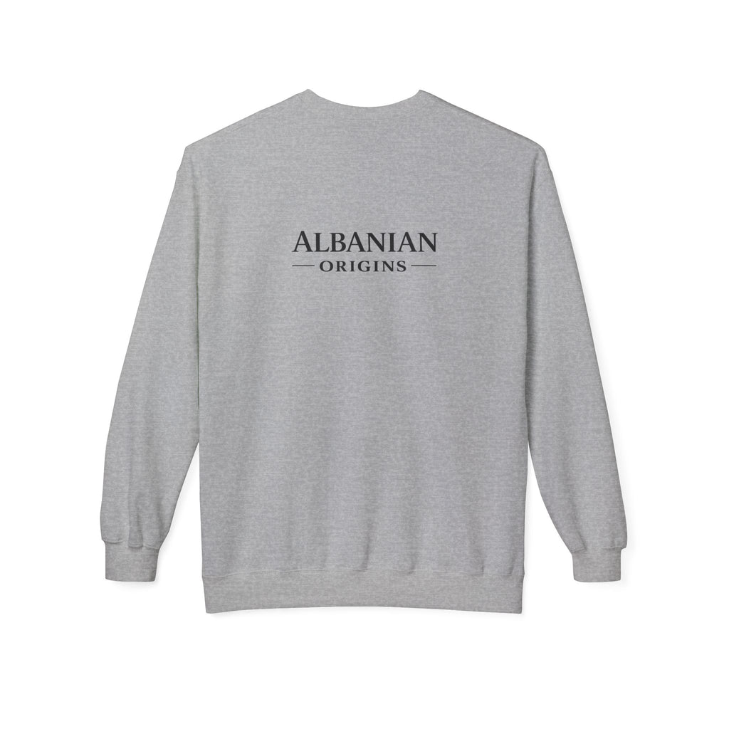 Unisex Midweight Softstyle Fleece Crewneck Sweatshirt - Tribal Eagle Design - Albanian Origins