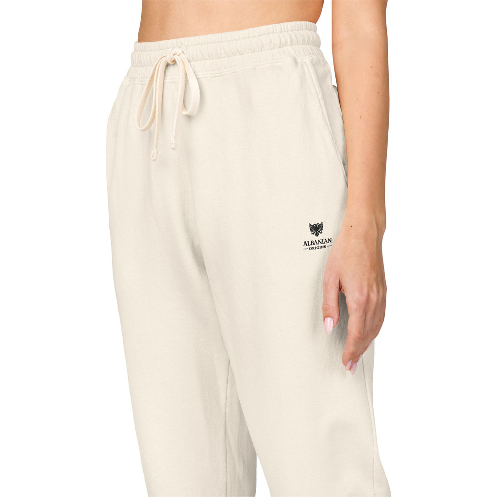 Unisex Garment-Dyed Fleece Sweatpants - Albanian Origins Eagle Design