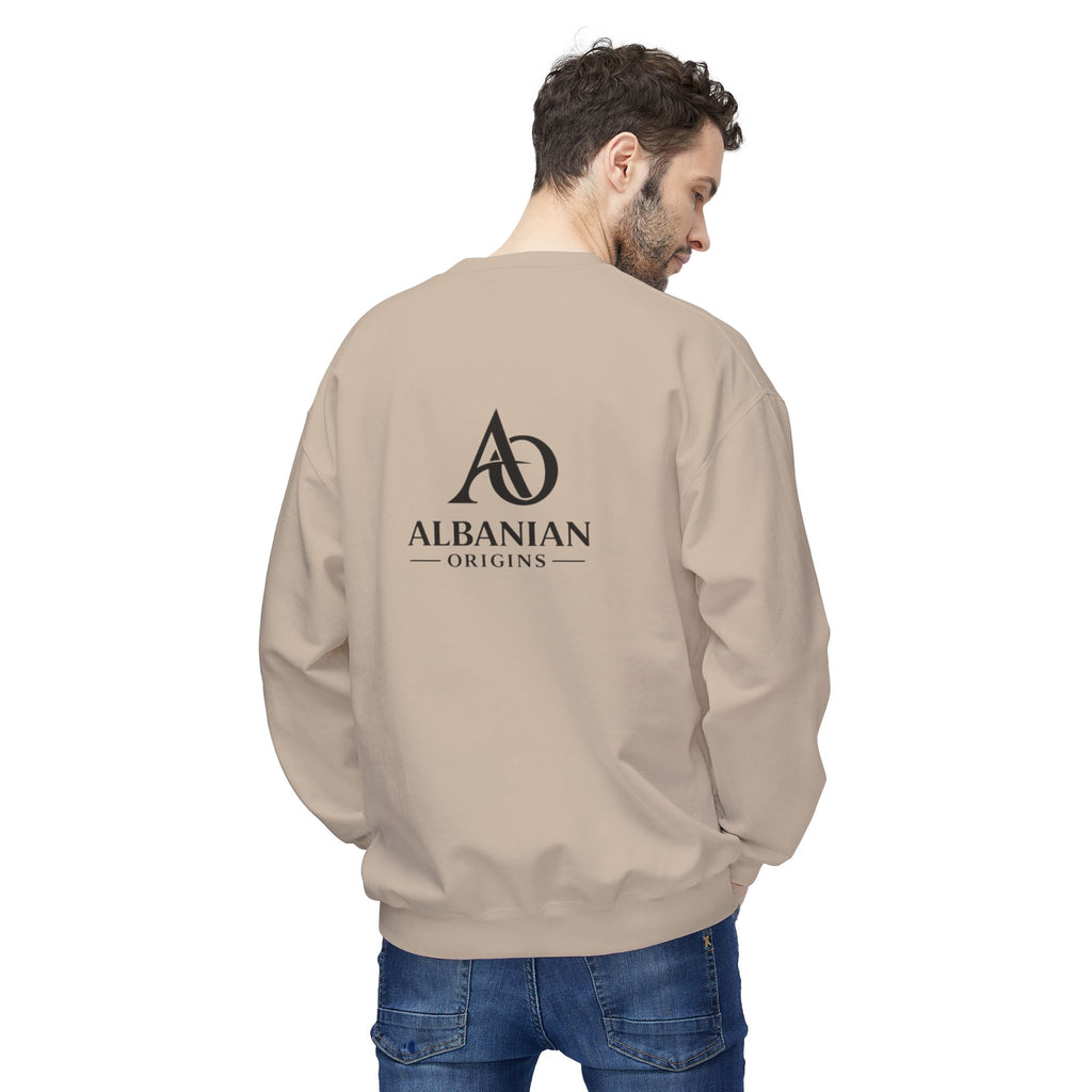 Unisex Midweight Softstyle Fleece Crewneck Sweatshirt - Tribal Eagle Design - Albanian Origins Logo