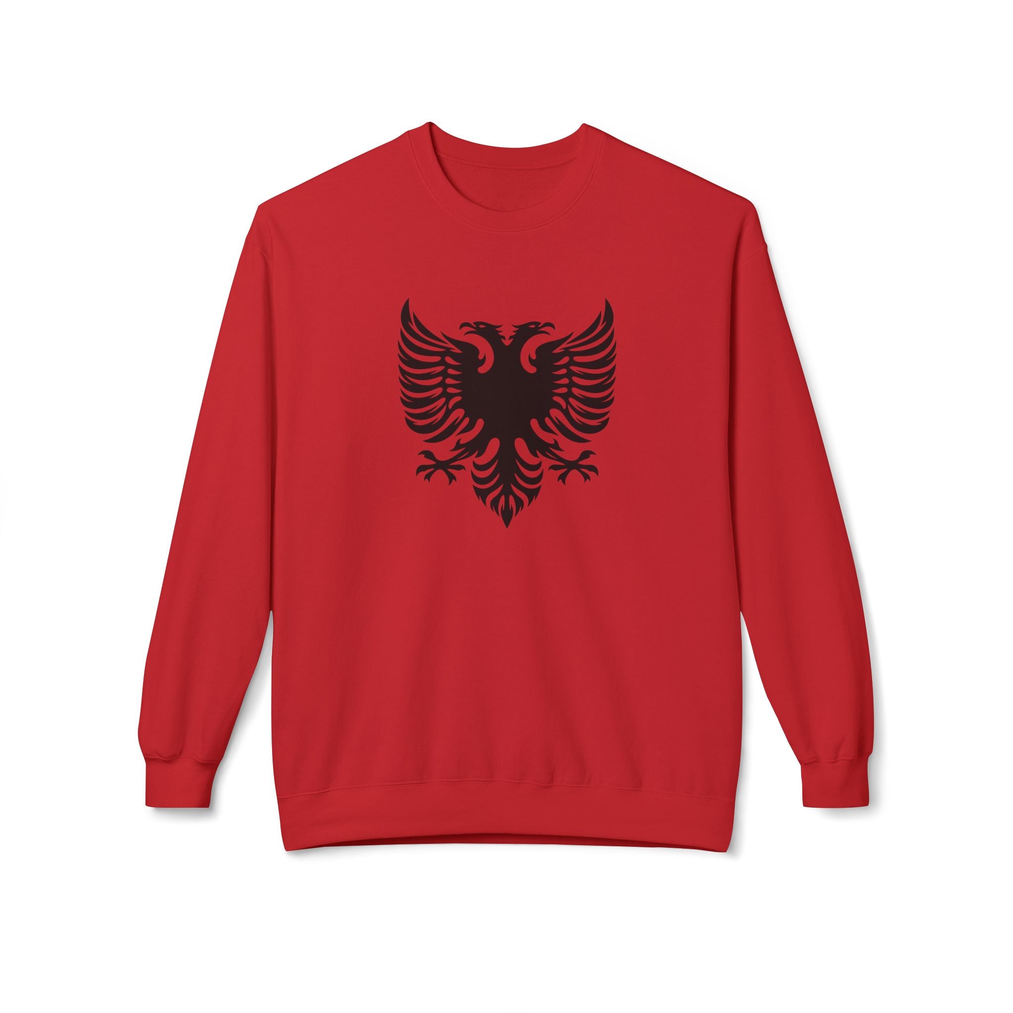 Unisex Midweight Softstyle Fleece Crewneck Sweatshirt - Tribal Eagle Design - Albanian Origins