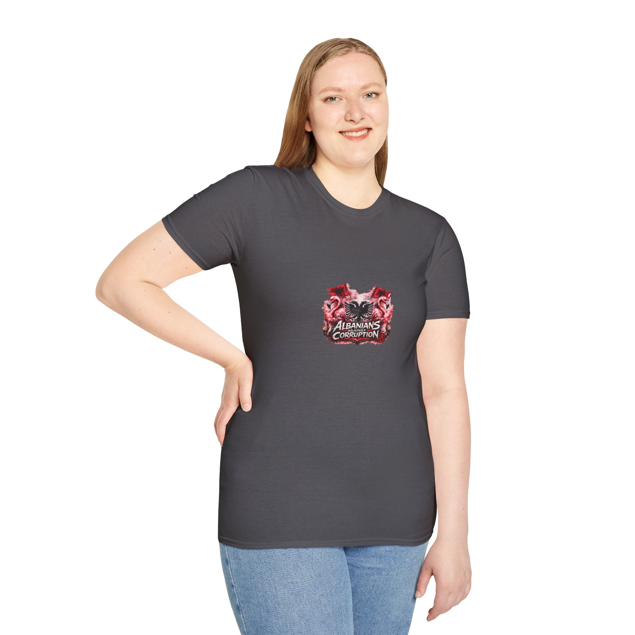 Unisex Softstyle T-Shirt - Albanians Against Corruption - Albanian Origins