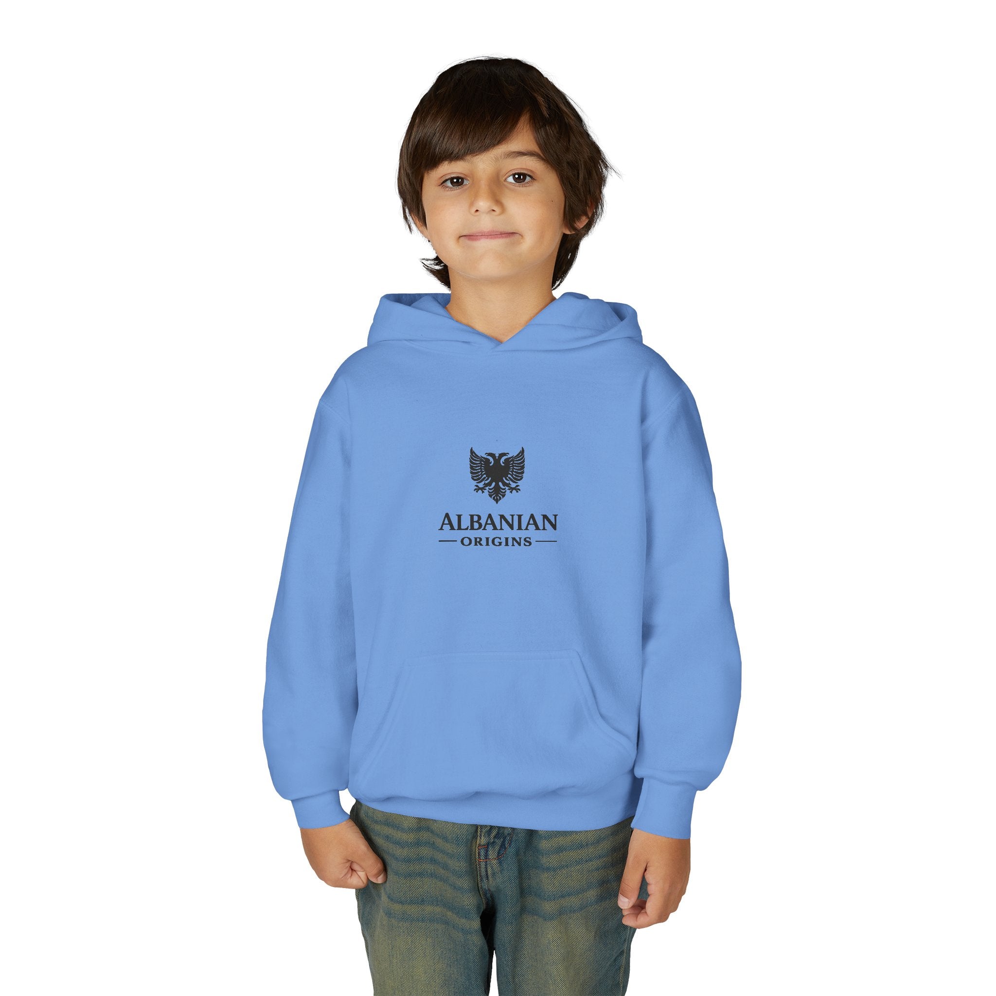 Youth Heavy Blend Hooded Sweatshirt - Albanian Origins Eagle