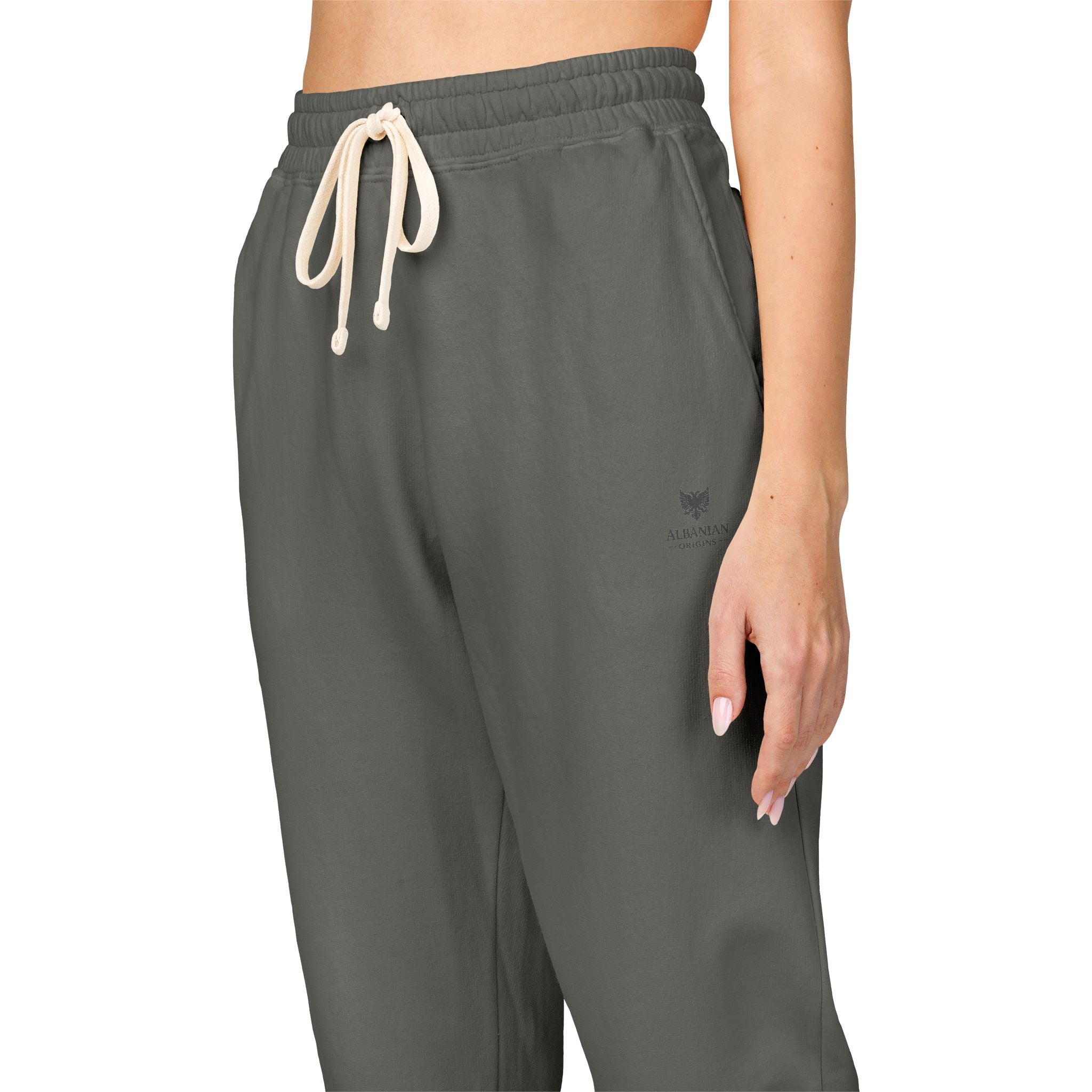 Unisex Garment-Dyed Fleece Sweatpants - Albanian Origins Eagle Design