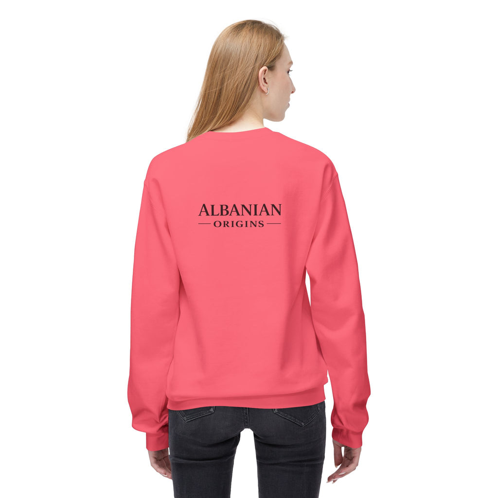 Unisex Midweight Softstyle Fleece Crewneck Sweatshirt - Tribal Eagle Design - Albanian Origins