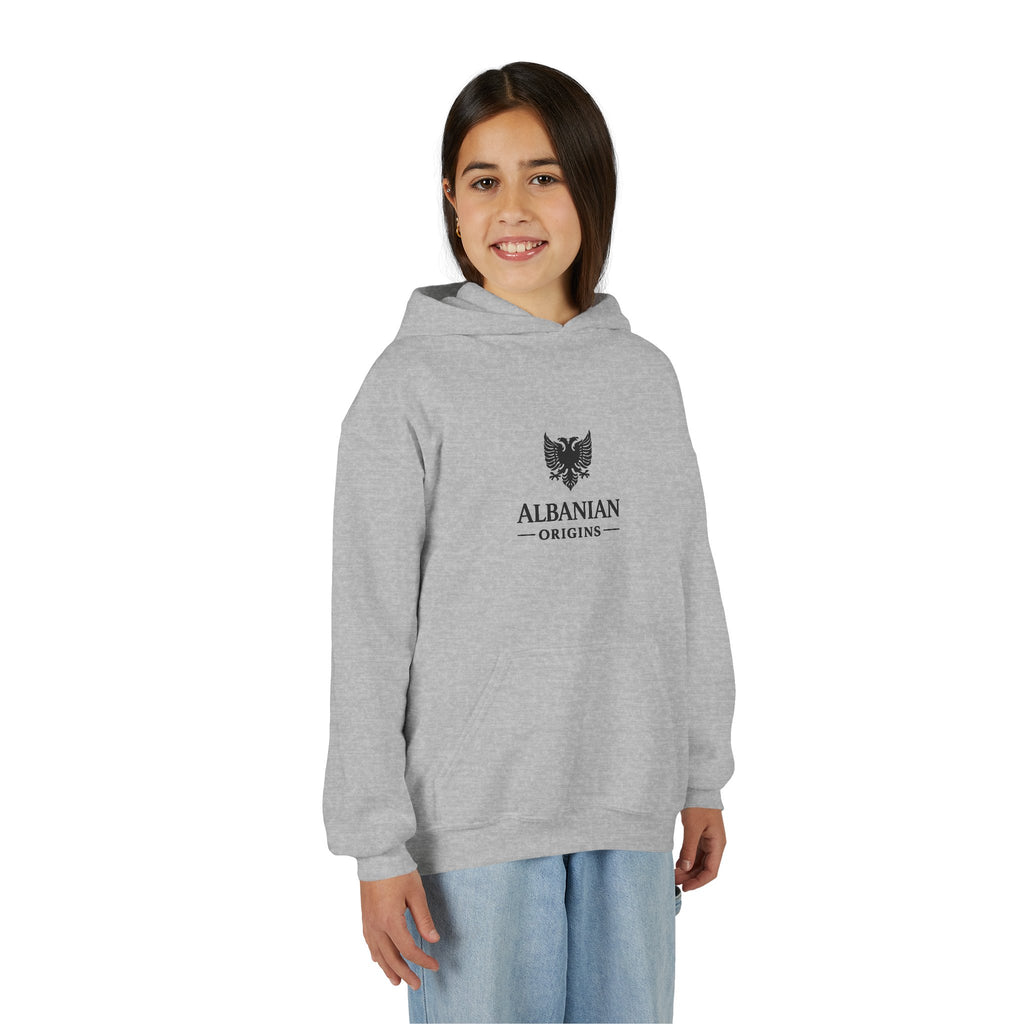Youth Heavy Blend Hooded Sweatshirt - Albanian Origins Eagle