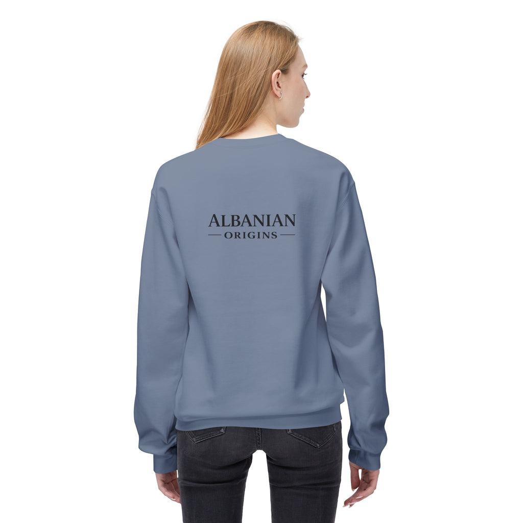 Unisex Midweight Softstyle Fleece Crewneck Sweatshirt - Tribal Eagle Design - Albanian Origins