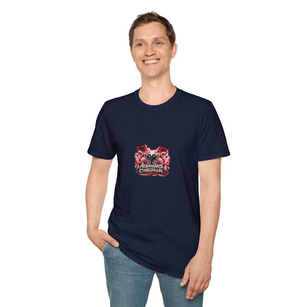 Unisex Softstyle T-Shirt - Albanians Against Corruption - Albanian Origins