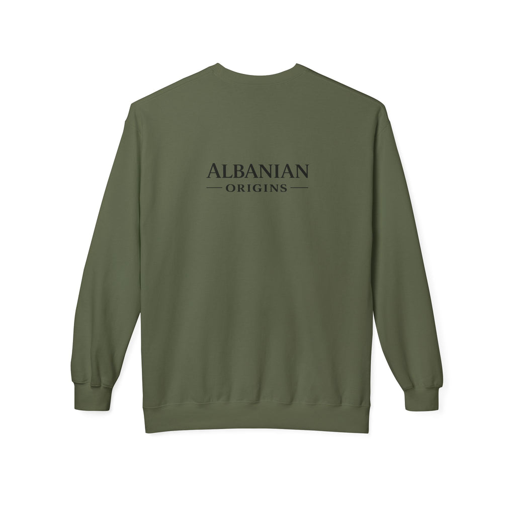Unisex Midweight Softstyle Fleece Crewneck Sweatshirt - Tribal Eagle Design - Albanian Origins