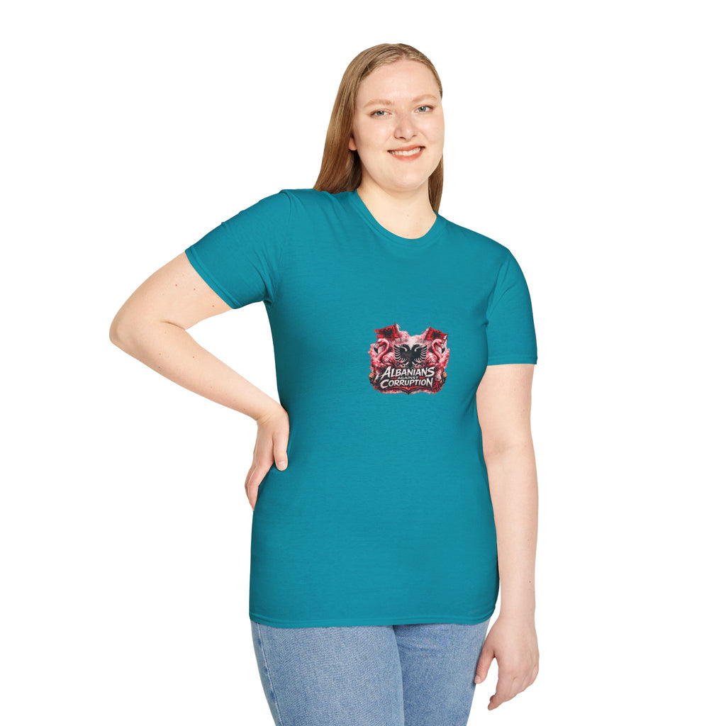Unisex Softstyle T-Shirt - Albanians Against Corruption - Albanian Origins