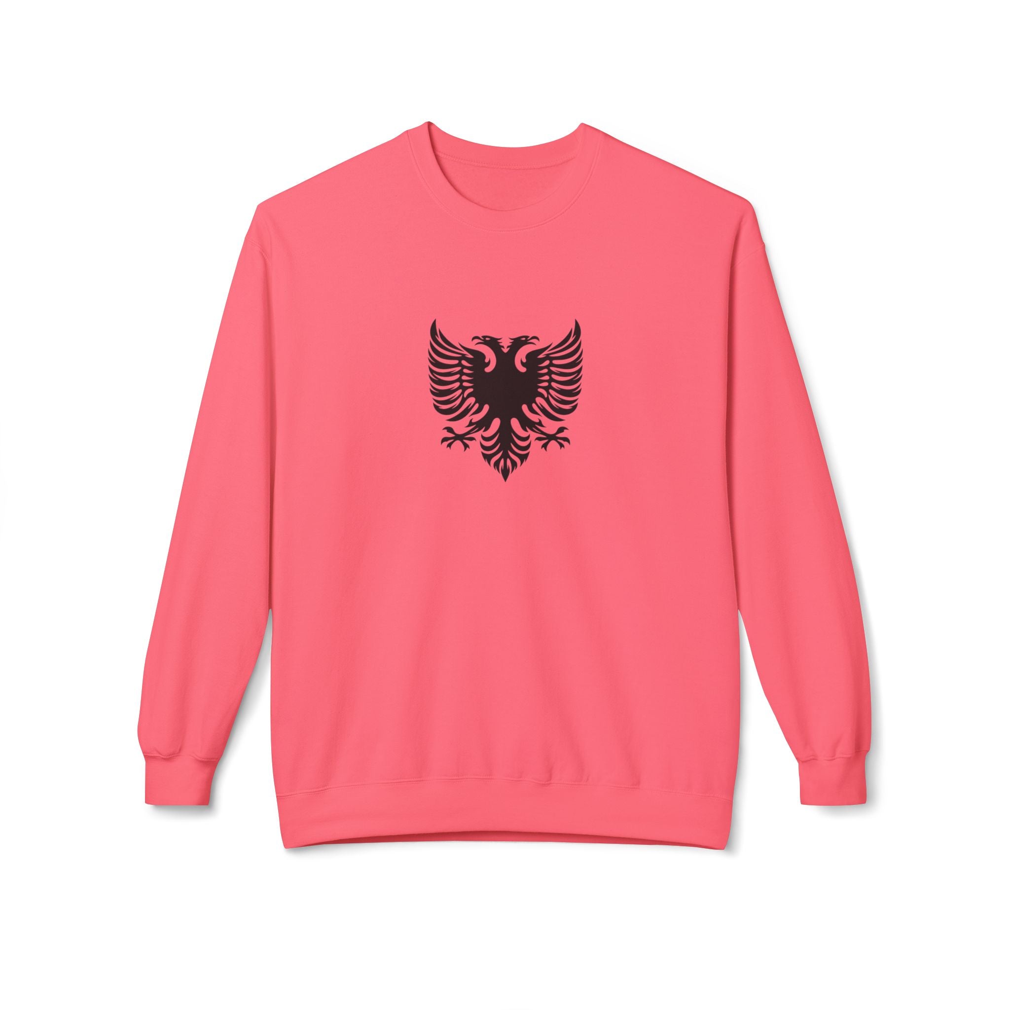 Unisex Midweight Softstyle Fleece Crewneck Sweatshirt - Tribal Eagle Design - Albanian Origins Logo