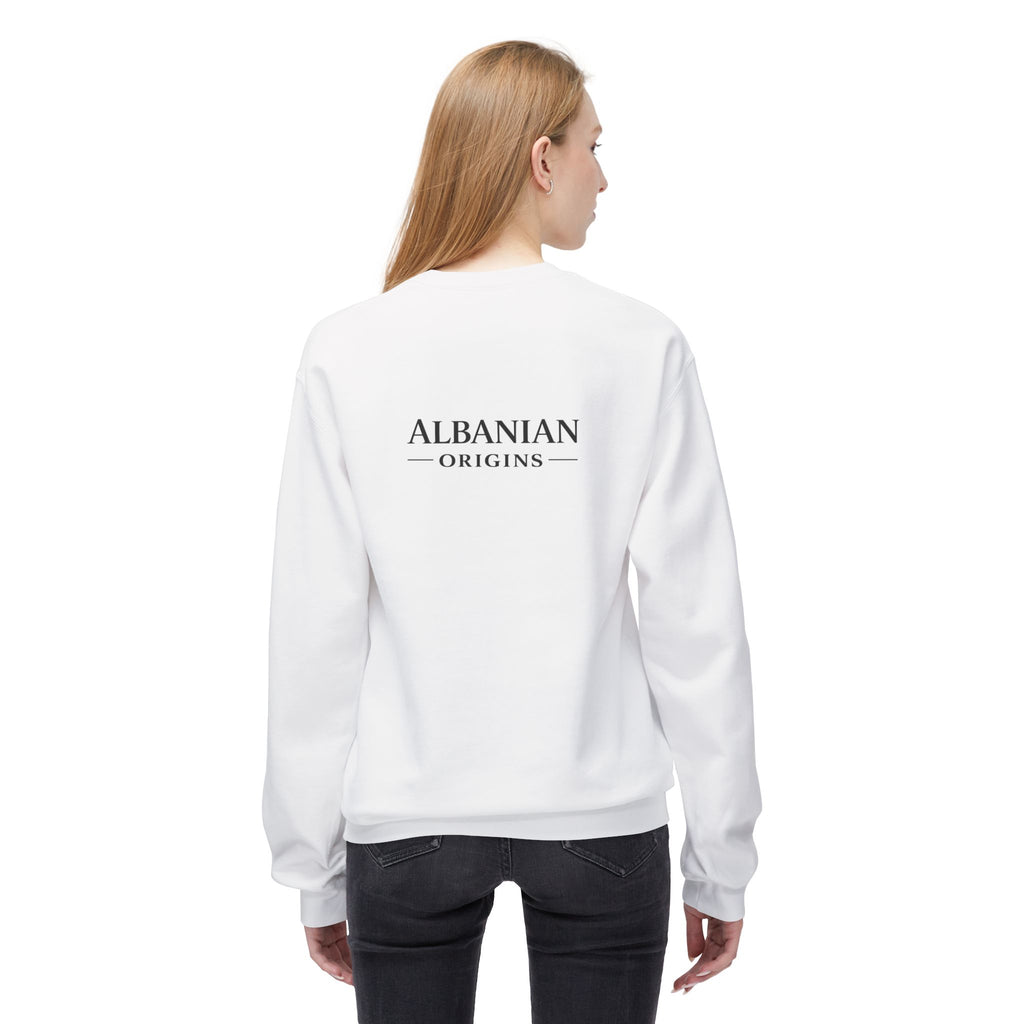 Unisex Midweight Softstyle Fleece Crewneck Sweatshirt - Tribal Eagle Design - Albanian Origins