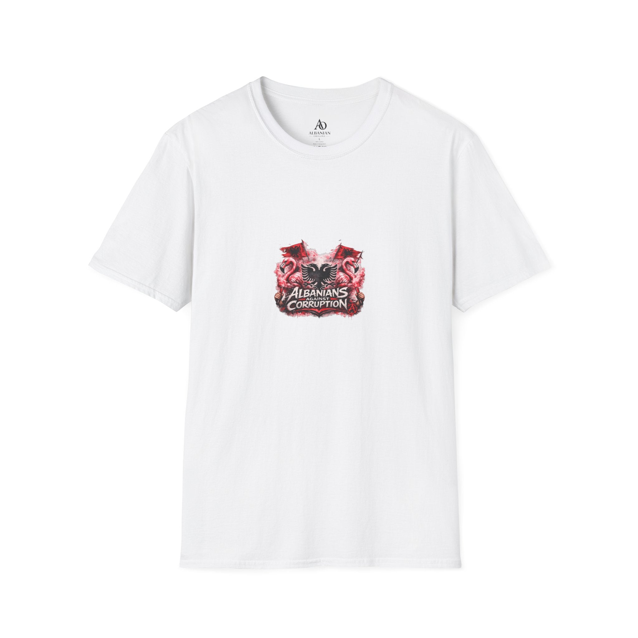 Unisex Softstyle T-Shirt - Albanians Against Corruption - Albanian Origins