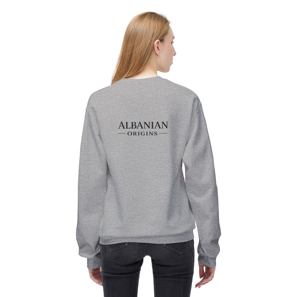 Unisex Midweight Softstyle Fleece Crewneck Sweatshirt - Tribal Eagle Design - Albanian Origins